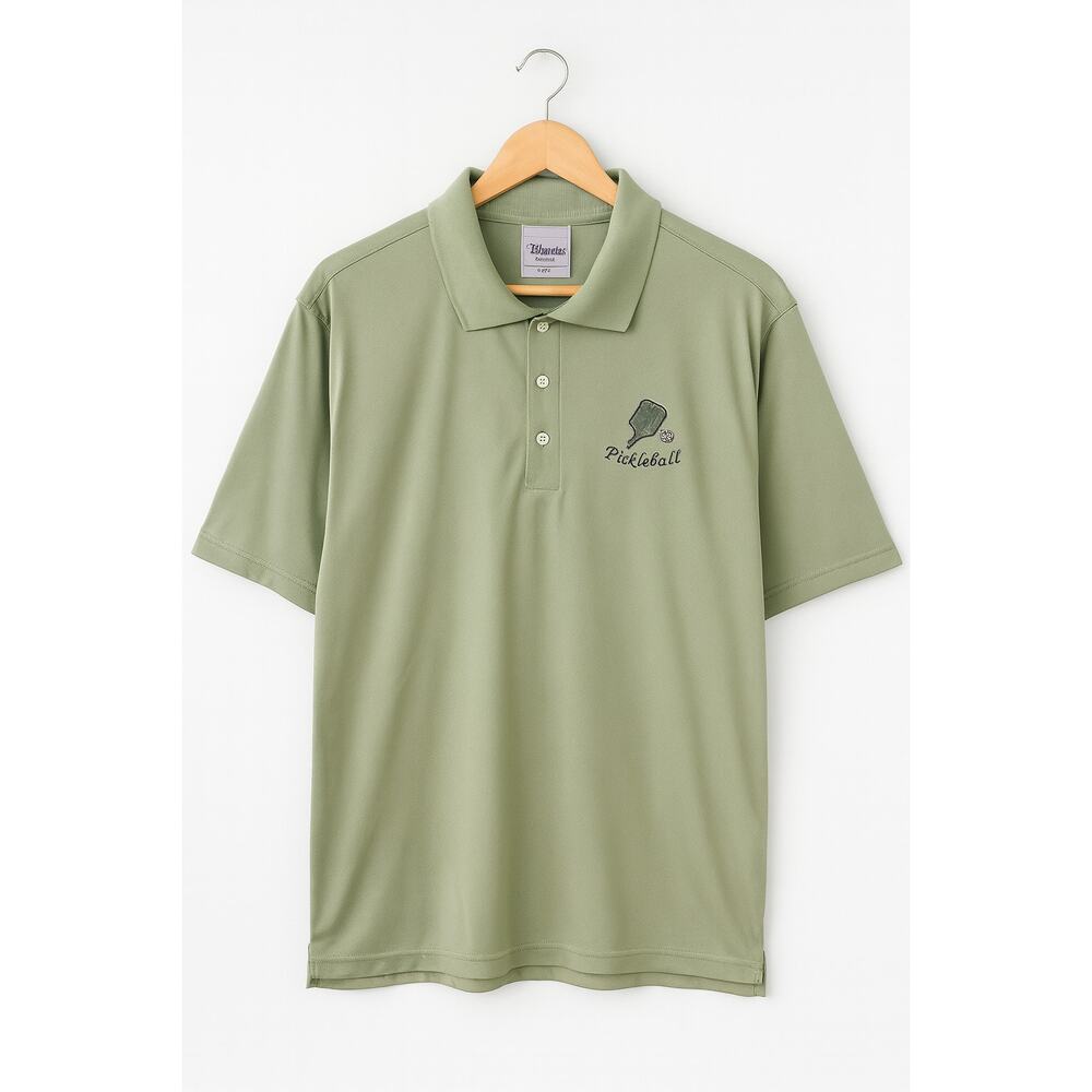 Tri-Mountain Pickleball Polo Shirt Men’s L Green Moisture Wicking Athletic Golf‎